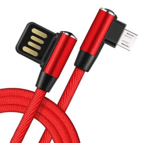 Kabel MicroUSB kątowy 1m czerwony Yanosik